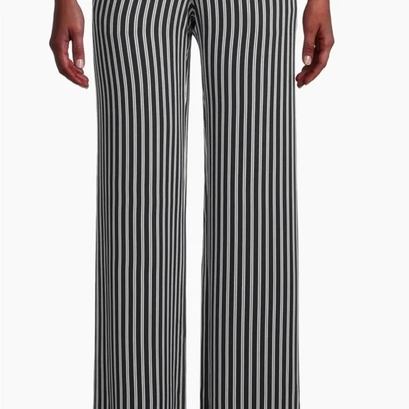 NWT MICHAELMichael Kors Stripe Straight Leg Pant Black & Cream Size 6
